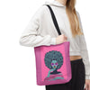 Pink Afro Art Girl Design Tote Bag