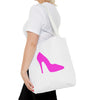 White With Pink High Heel Tote Bag