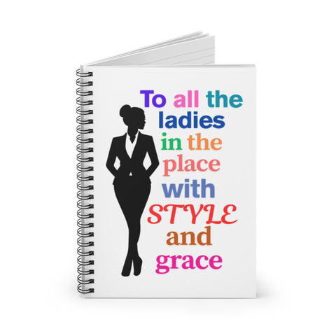 White 'To All The Ladies' Stylish Spiral Notebook Journal