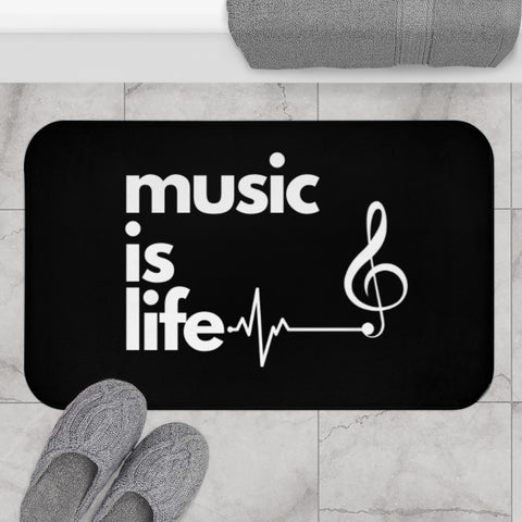 Black Music Is Life Bath Mat - Soft Absorbent Floor Mat