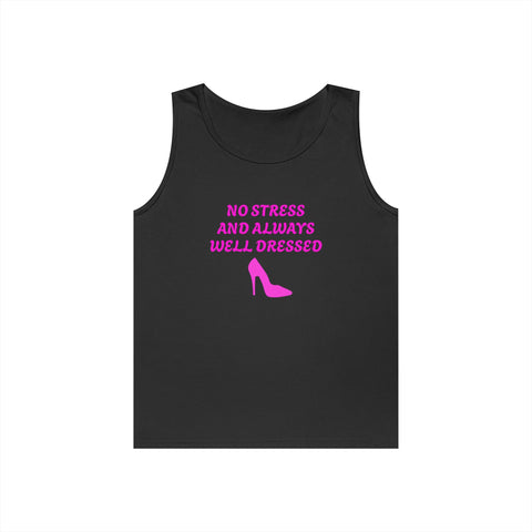 Black & Pink 'No Stress' Tank Top - Heavy Cotton