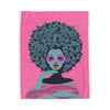 Groovy Afro Art Design Velveteen Plush Blanket Throw