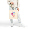 Beige 'To All the Ladies in the Place with Style and Grace' Stylish Cotton Canvas Tote Bag