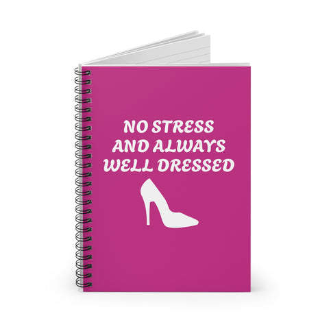 Pink & White 'No Stress' Design Spiral Notebook Journal