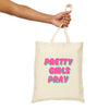 Beige & Pink 'Pretty Girls Pray' Cotton Canvas Tote Bag - Eco-Friendly