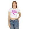 White & Pink 'No Stress' Design Crop Tee