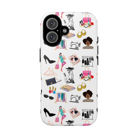 White Fashionista Print IPhone Case