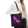 Black With Pink High Heel Tote Bag