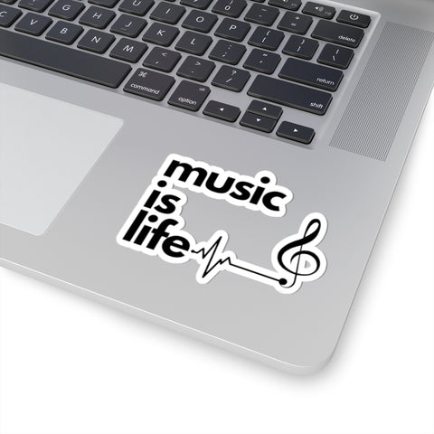 White 'Music Is Life' Kiss-Cut Stickers
