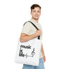 White 'Music is Life' Tote Bag
