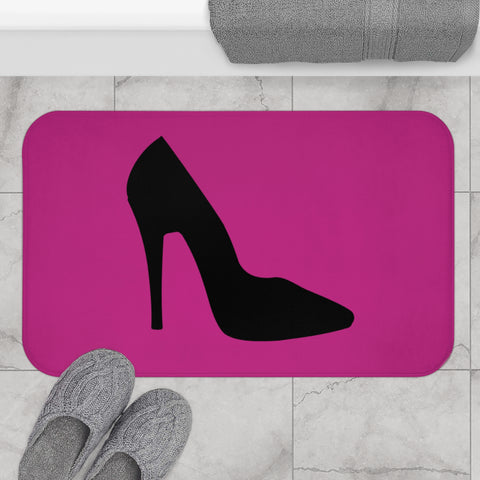 Pink With Black High Heel Bath Mat