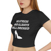 Black & White 'No Stress' Design Crop Tee