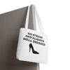 White & Black 'No Stress' Tote Bag