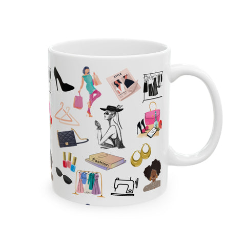 White Fashionista Ceramic Mug - 11oz & 15oz Options