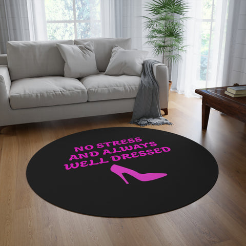 Black & Pink 'No Stress' Round Rug (60" × 60" )