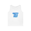 White & Blue 'Pretty Girls Pray' Heavy Cotton Tank Top