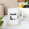White 'Music Is Life' Ceramic Mug