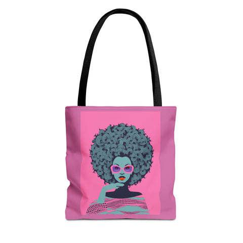 Pink Afro Art Girl Design Tote Bag