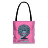 Pink Afro Art Girl Design Tote Bag