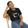 Black & White 'Music Is Life' Unisex Softstyle Graphic T-Shirt