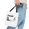 White 'Music is Life' Tote Bag