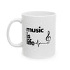 White 'Music Is Life' Ceramic Mug
