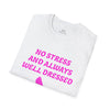 White & Pink 'No Stress' Softstyle T-Shirt