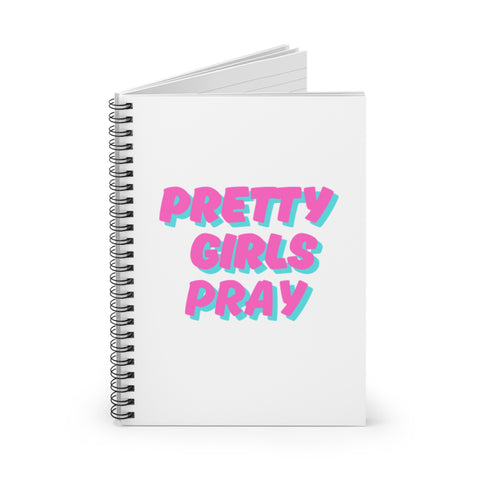 White & Pink 'Pretty Girls Pray' Spiral Notebook Journal