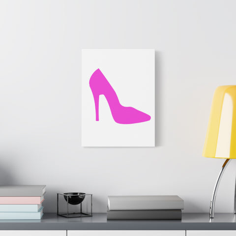 White With Pink Heel Wall Art Canvas