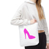 White With Pink High Heel Tote Bag