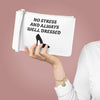 White & Black 'No Stress' Design Fashionable Clutch Bag