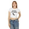 White & Black 'No Stress' Design Crop Tee