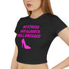 Black & Pink 'No Stress' Design Crop Tee