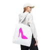 White With Pink High Heel Tote Bag