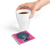 Pink Afro Art Ceramic Coaster