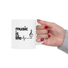 White 'Music Is Life' Ceramic Mug