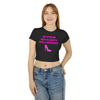 Black & Pink 'No Stress' Design Crop Tee