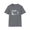 Gray & White 'Music Is Life' Unisex Softstyle Graphic T-Shirt