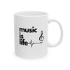 White 'Music Is Life' Ceramic Mug
