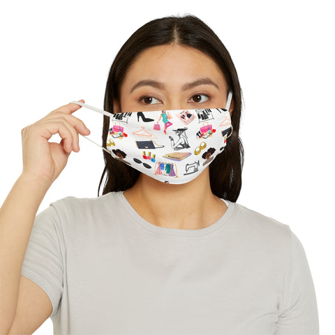 White Fashionista Printed Snug Fit Polyester Face Mask