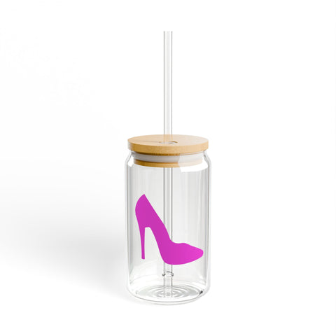 Pink High Heel Sipper Glass - 16oz Fashion Drinkware