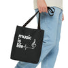 Black 'Music is Life' Tote Bag